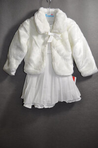 Komplet sukienka Pampolina i futerko dziecięce białe na chrzest Kanz r74, 80, 86